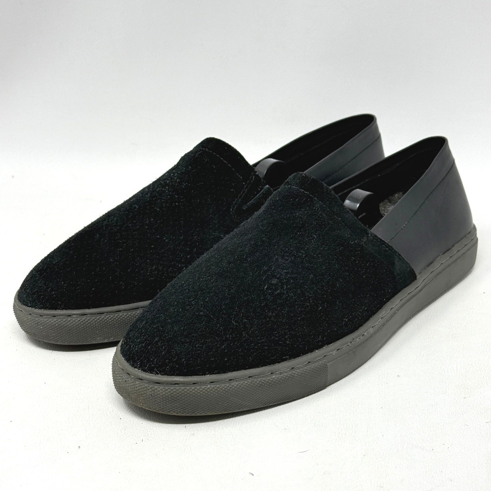 Kenneth Cole Men 9.5 Black Suede Leather Slip On Sneakers C The Light Hipster